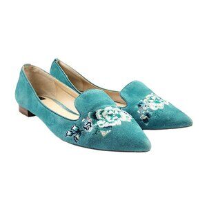 White House Black‎ Market Turquoise embroidered pointy flats - Size 8